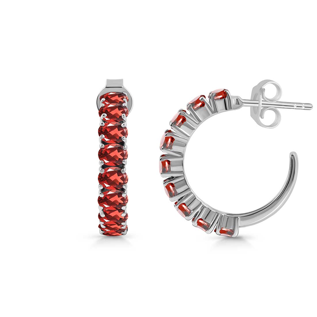 Garnet Hoop Earring-(GAR-SE-975.)